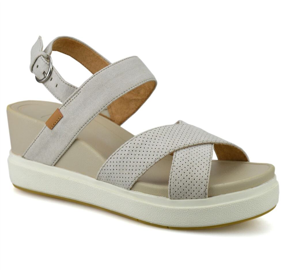 Dr. Scholl's Scenario Gray Perforated Wedge Platform Sandals Women Size 9 Comfor
